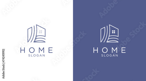 Line art icon logo of a house or home for property and interior design