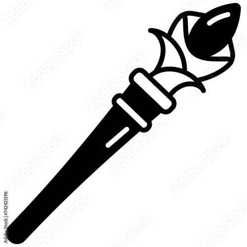 Mage stick glyph and line vector illustration
