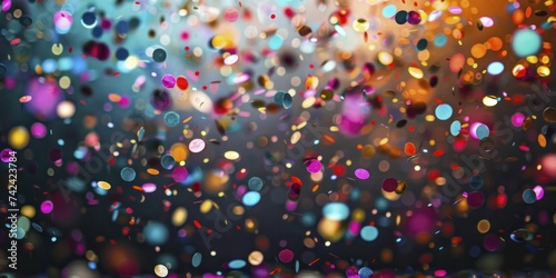 Joyful confetti dots in vibrant colors create a party atmosphere