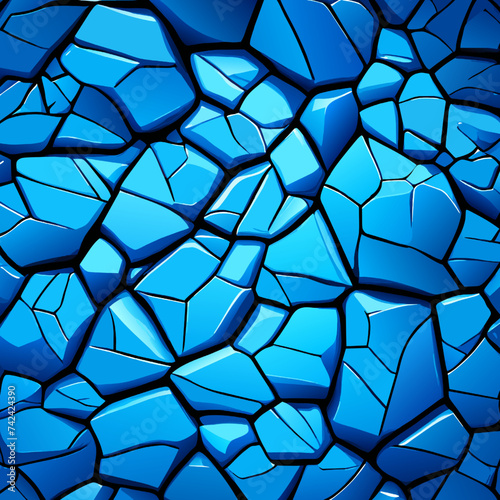 Abstract background of cracked blue glass. Vector illustration. 
