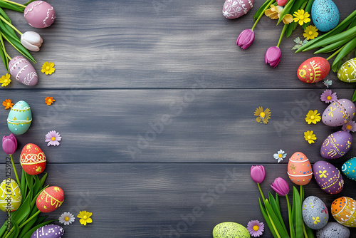 Easter Egg Background, Festive Holiday Elements, with Copy Space