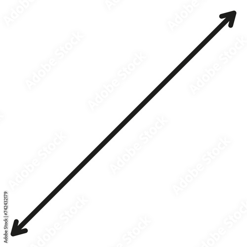 Diagonal thin double arrow. Vector illustration.	
