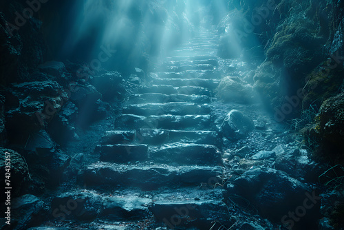 Stairs Leading Up Into Cave