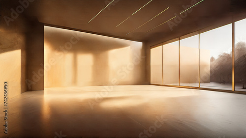 Modernes leeres Design Zimmer bei Abendsonne 