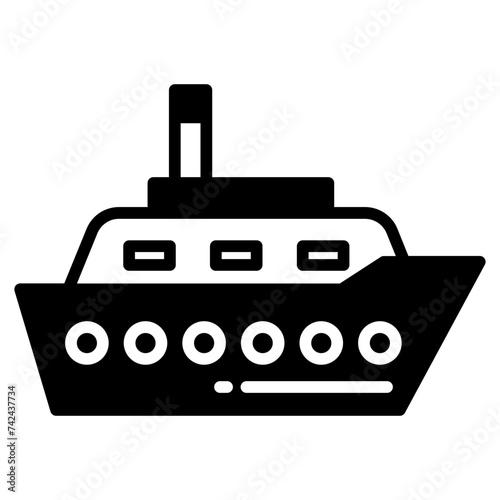 Ship glyph and line vector illustration
