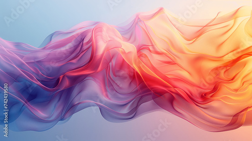 Abstract Flowing Fabric in Gradient Hues of Pink, Orange, and Blue