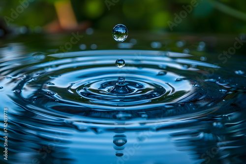 Single Drop of Water Falling Into Pool of Water