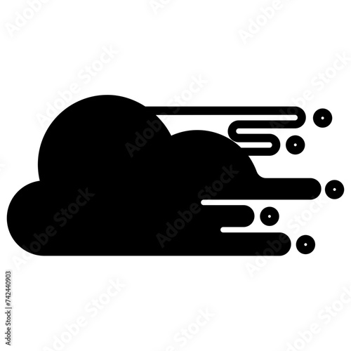 Moving cloud glyph and line vector illustration