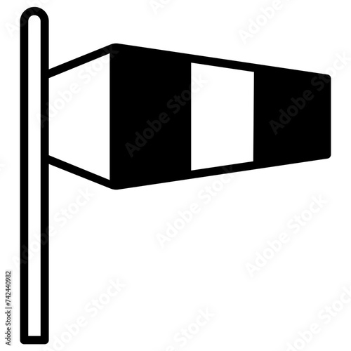 Wind flag glyph and line vector illustration