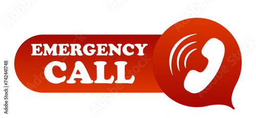 Emergency call banner with landline phone. SOS, distress call, urgent Care, help, announcement, save, rescue, salvage, contact us, rescuers, Fire Department, police. Vector illustration