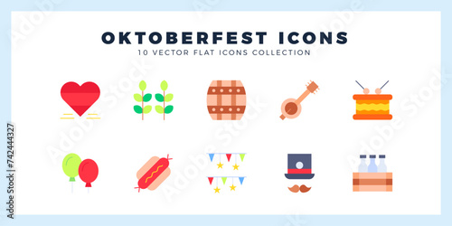 10 Oktoberfest Flat icon pack. vector illustration.
