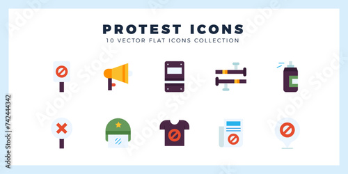 10 Protest Flat icon pack. vector illustration.