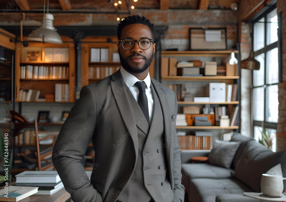 Fototapeta premium Businessman showing his confident, business and cooperation concepts.