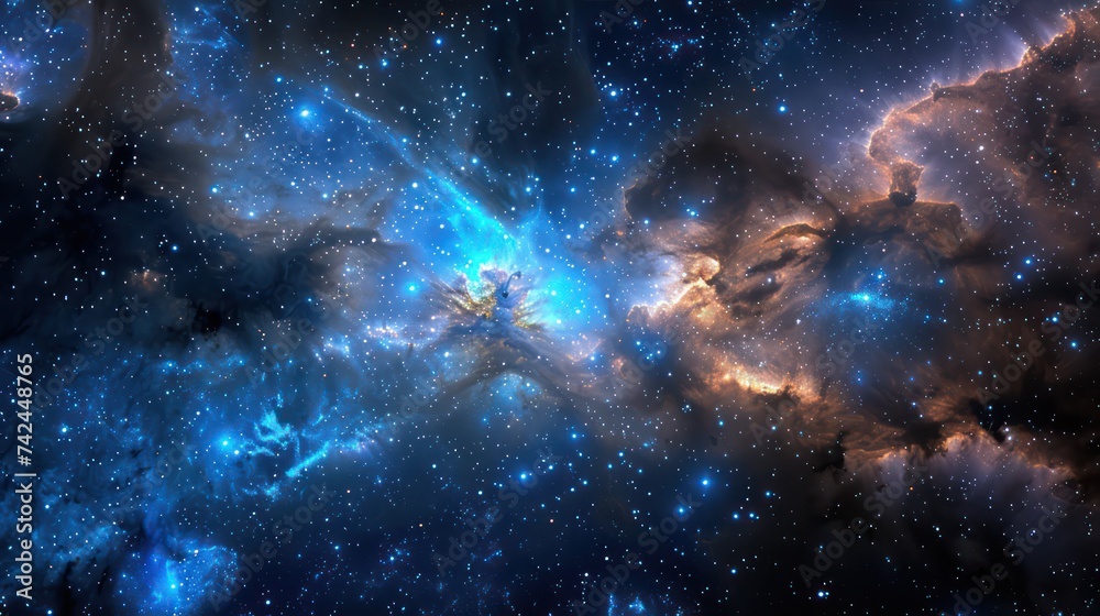 Stunning outer space scenery with nebulae, stars emitting light from a radiant galaxy, illuminating in a magical cosmic shimmer of vibrant colors Stunning outer space scenery with nebulae, stars emitting light from a radiant galaxy, illuminating in a magical cosmic shimmer of vibrant colors