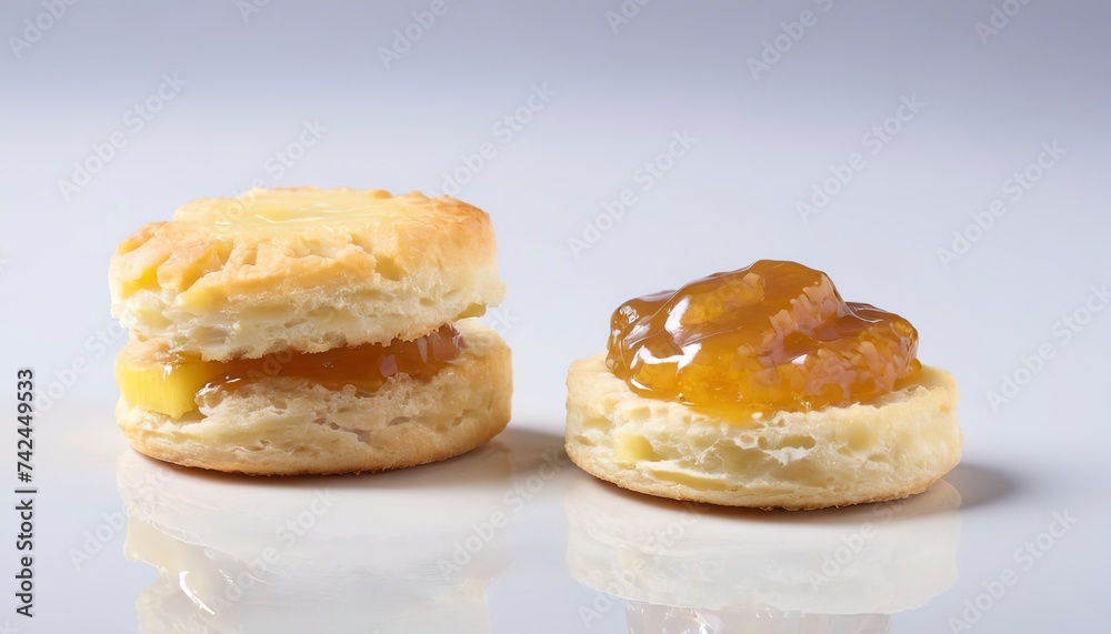 biscuit with pineapple jam on white biscuit with pineapple jam on white