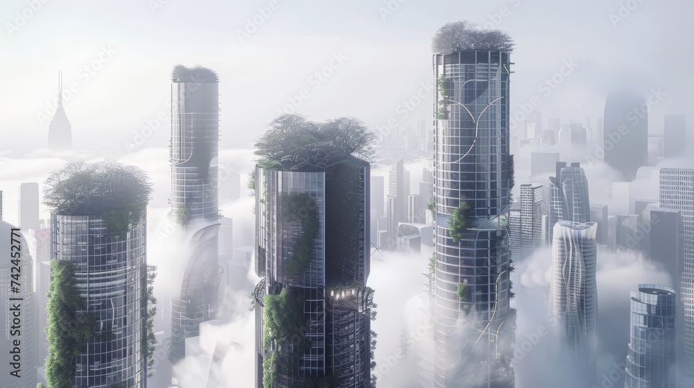 Urban Air Purification Towers: Vertical towers fitted with air purification systems to combat urban air pollution and improve public health in densely populated areas