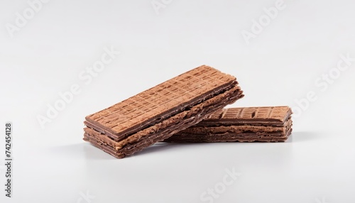 chocolate wafer on white background