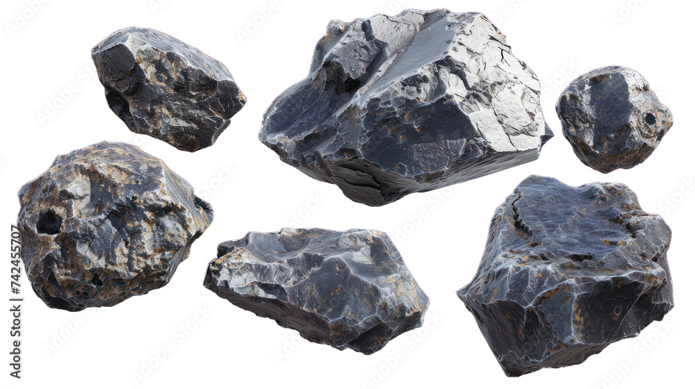 Asteroids isolated on transparent background
