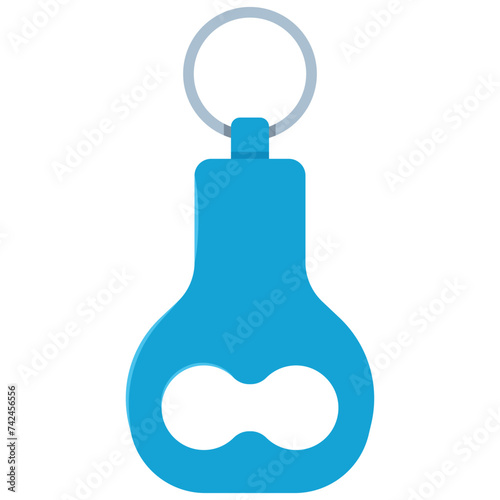 Bottle opener keychain vector cartoon illustration isolated on a white background.