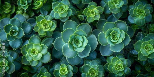 Close-up of green succulent leaves highlighting the beauty of natural patterns. photo