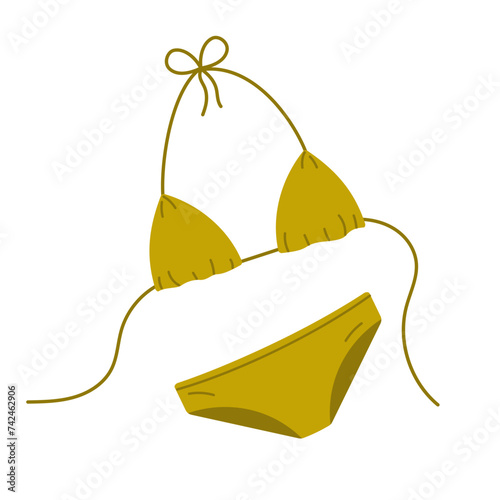 Bikini women swimsuit. Female swimwear. Flat beach clothing underwear vector illustration