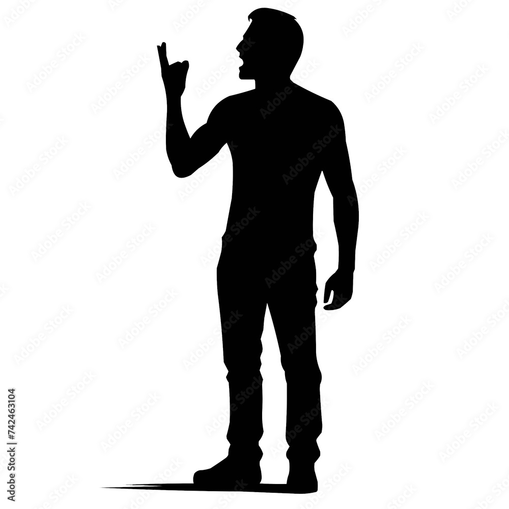 man speaks, vector style, simple drawing, minimalism, on a white background 