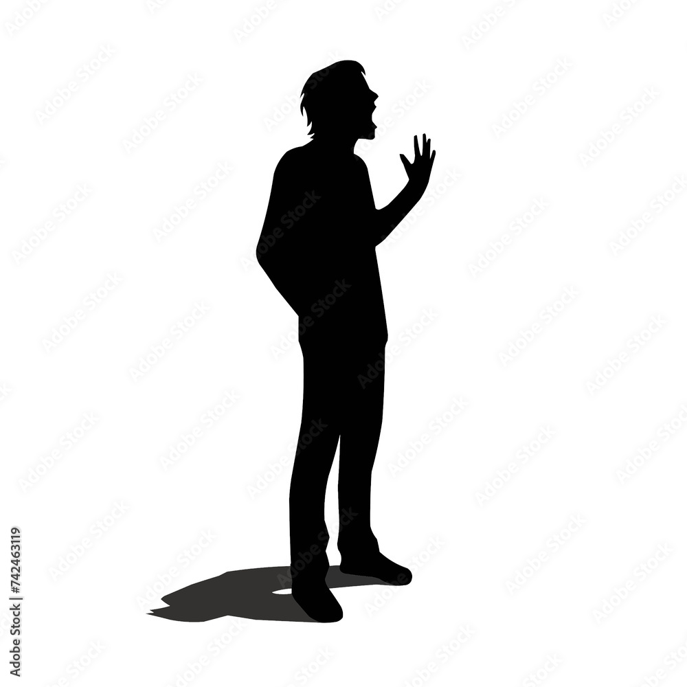 man speaks, vector style, simple drawing, minimalism, on a white background 