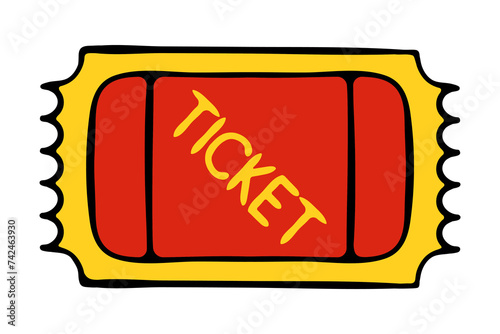 Ticket. Coupon, check, reservation, guarantee, pass, event, transport, travel card, plane, bus, public, colorful, buy in advance, book, free, special. Vector illustration