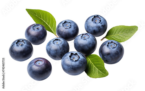 Fresh Blueberries With Leaves. A cluster of vibrant blueberries with green leaves. The blueberries look plump and ripe, while the leaves add a touch of freshness to the composition.