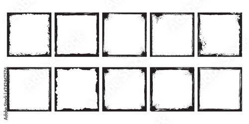 Grunge frame collection. Grunge border set. Set of frame different distressed black texture. Distress overlay vector textures. Set of dotted abstract frame. Distressed overlay texture.