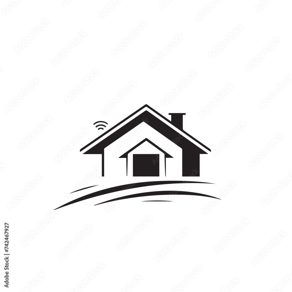 Home in cartoon, doodle style . Image for t-shirt, web, mobile apps and ui. Isolated 2d vector illustration in logo, icon, sketch style, Eps 10, black and white. AI Generative