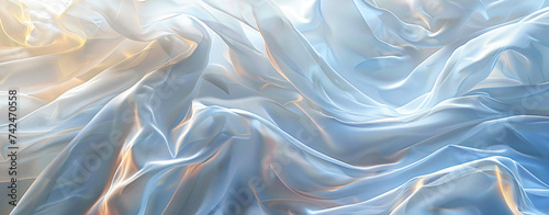 white light fabric background for flat backgrounds image, in the style of futuristic chromatic waves, hyper-realistic oil, sculpted, poured, luxurious fabrics, slumped/draped, photorealistic