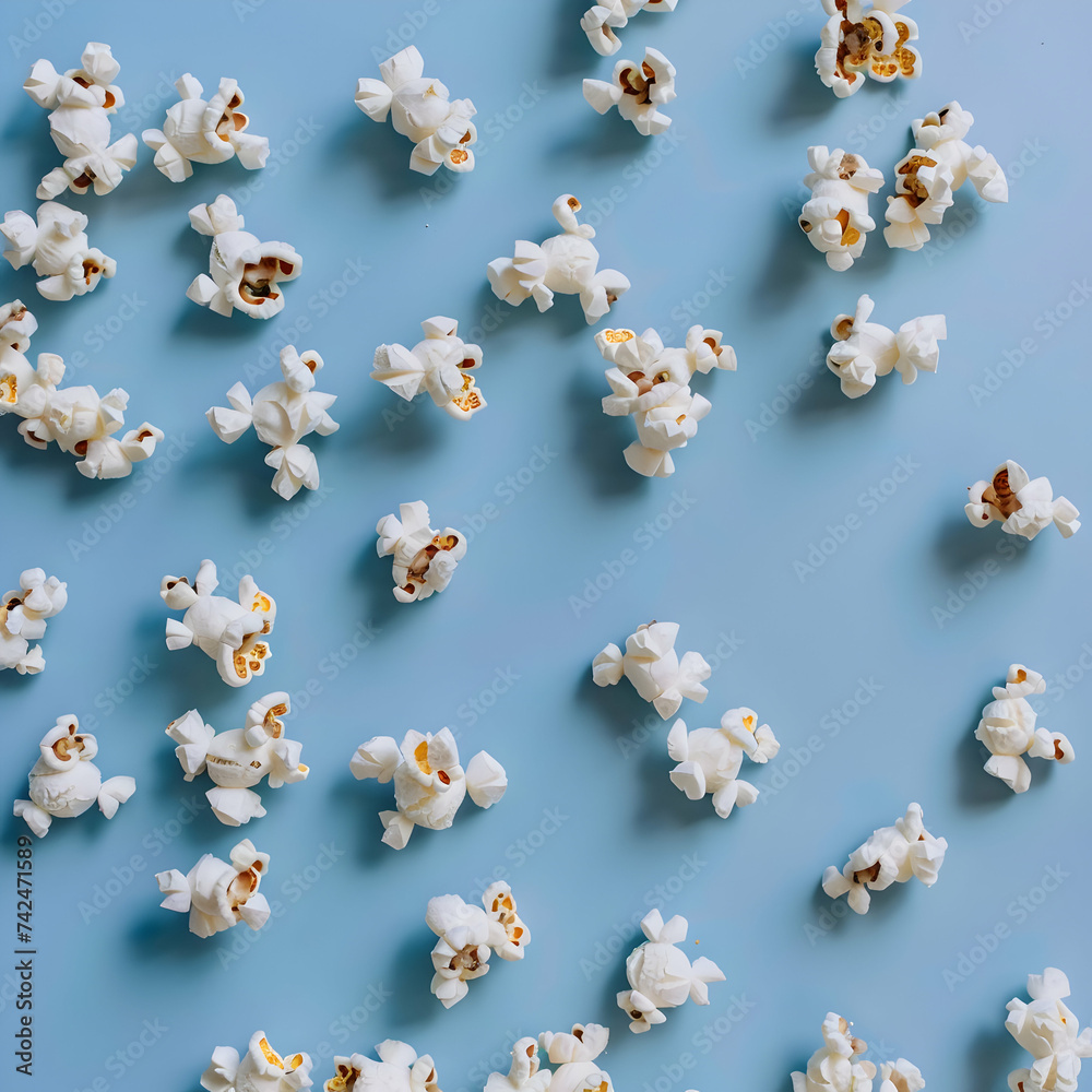 Sweet and salted popcorn on a blue background Sweet and salted popcorn on a blue background