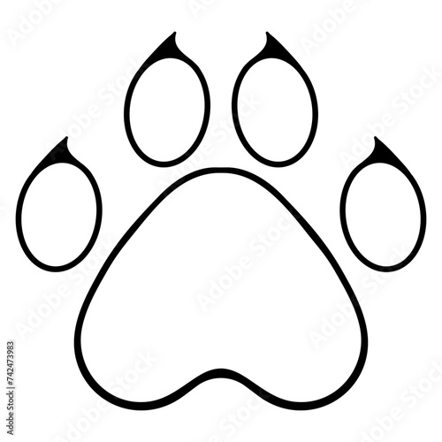 Paw print. Animal, cat, dog, fox, pads, claws, soft, track, pet, beloved, veterinary, care, walk, pattern, owner, limbs, treat, love, purr, bark, fur, tail, vet. Vector illustration