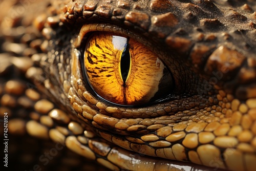Intense close up macro shot capturing the eye of a wild animal in its natural habitat