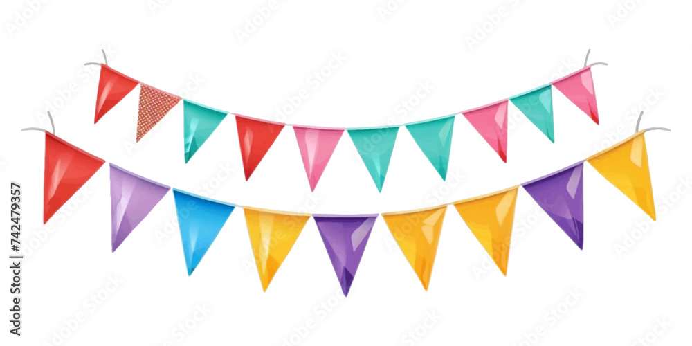 colorful party pennant triangles on a white background colorful party pennant triangles on a white background