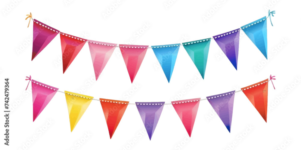 colorful party pennant triangles on a white background colorful party pennant triangles on a white background