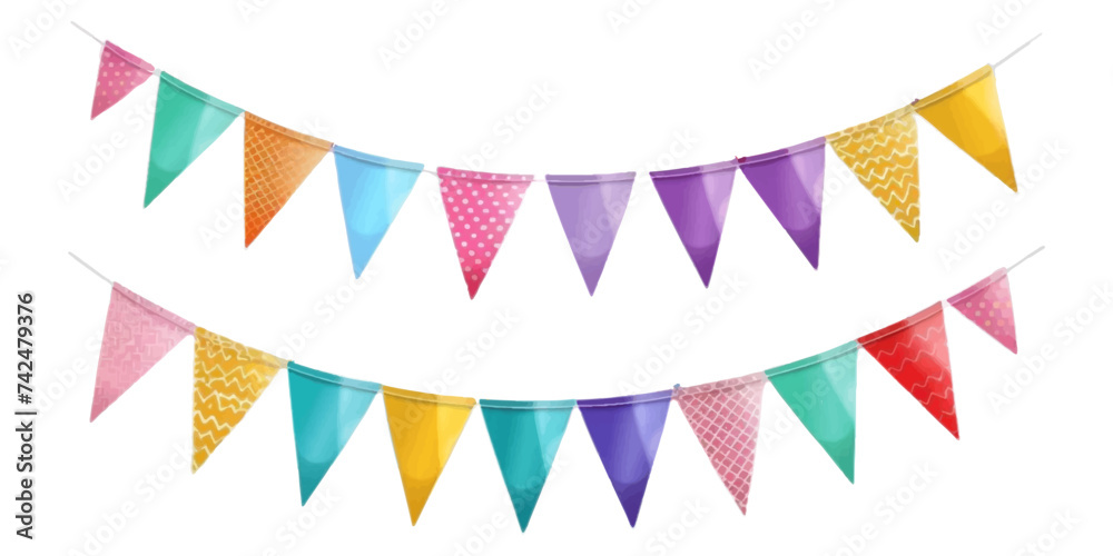 Fototapeta premium colorful party pennant triangles on a white background