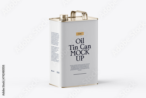 Oil Tin Can Front View 3d illustration 