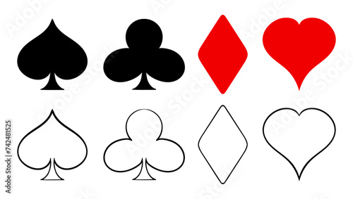Card suits. Spades, Clubs, Diamonds, Hearts. Playing cards, gambling, casino, poker, play for money, win, lose, winner, jackpot, gambler, deck, hand, blackjack, joker, gamble, addiction, card reading