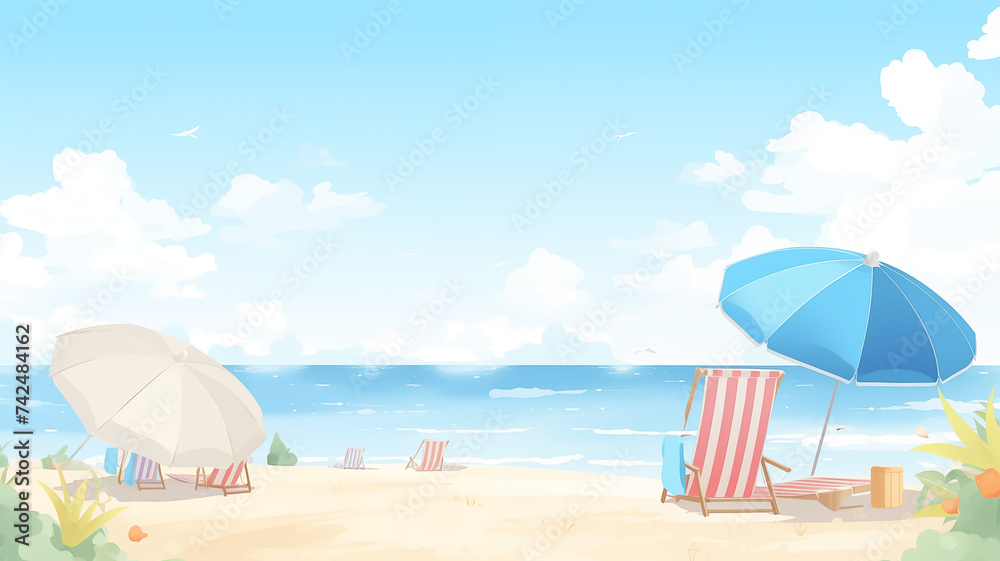 Tropical summer holiday beach with accessories. background