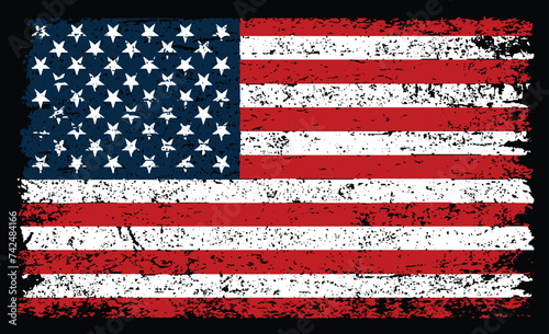 American Distressed Flag. USA Vintage Flag Design.