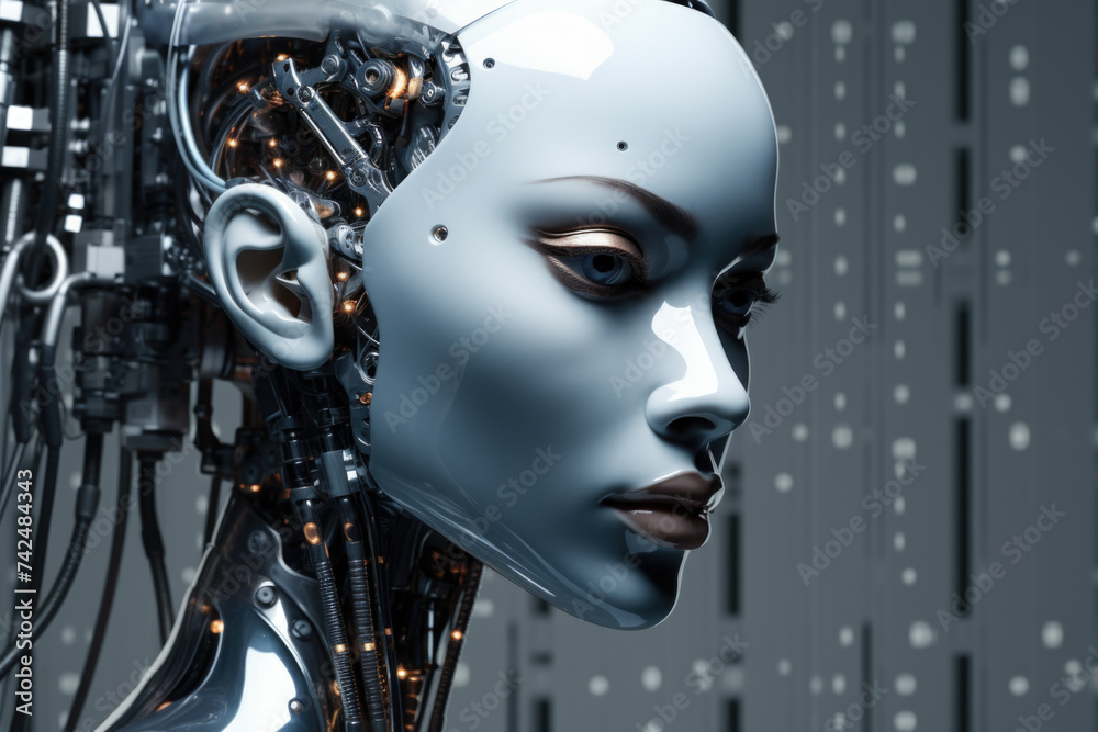 Cyborg woman, abstract science and technology backgrounds Cyborg woman, abstract science and technology backgrounds