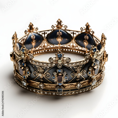 Luxurious and Elegant Gold Crown on White Background