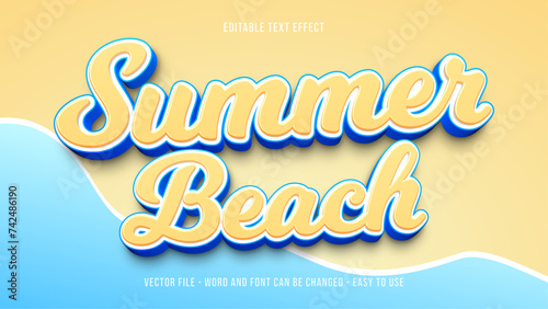Editable text effect summer theme, ocean text style