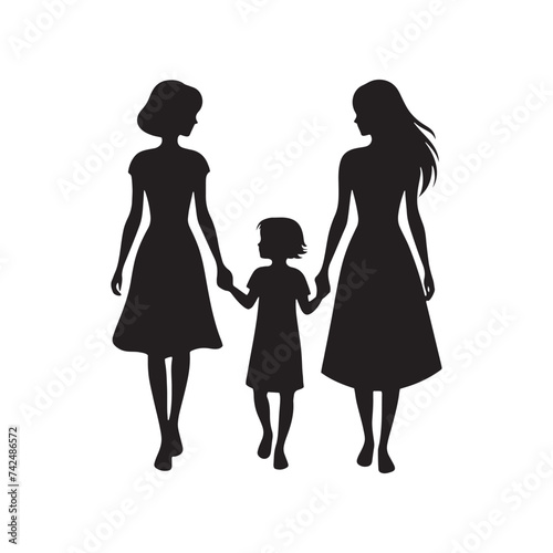 Linked by Love: A Silhouette of Mother and Children Holding Hands, Symbolizing Unbreakable Bonds and Enduring Affection.