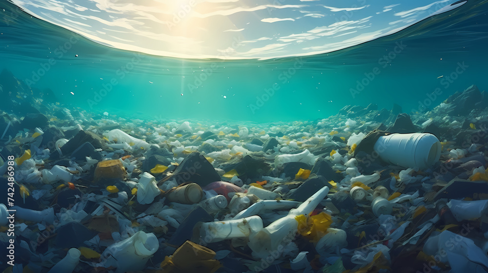 Fototapeta premium Beaches inundated with plastic trash