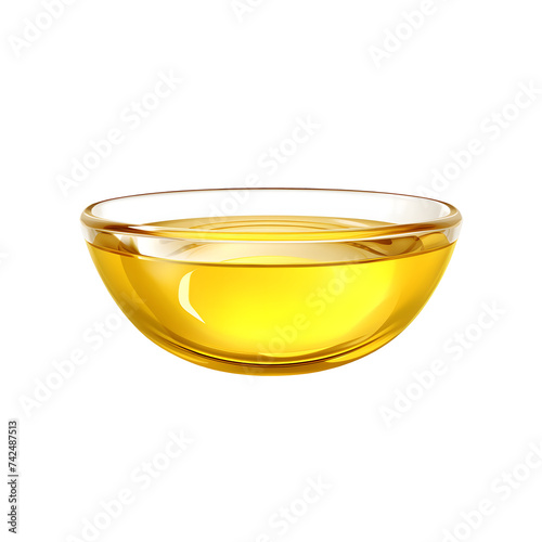 Olive oil into bowl isolated transparent on background