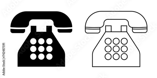 Telephone Icons.  Linear And filled Set. Telephone call vector illustration icon.