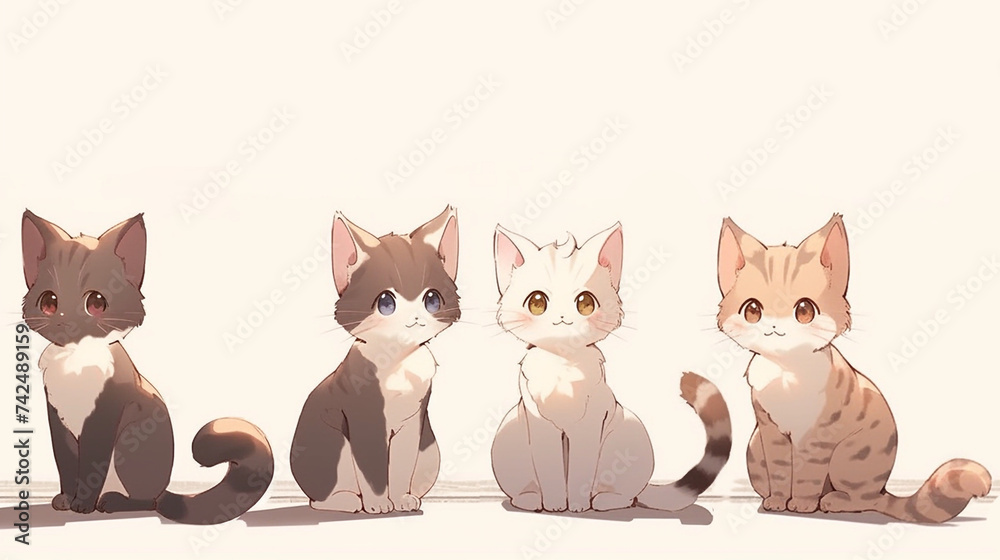 various cute colored cat poses